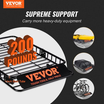 Roof Rack Cargo Basket, 64" x 39" x 6" Rooftop Cargo Carrier with Extension, Heavy-duty Steel 200 LBS Capacity Universal Roof Rack Basket, Luggage Holder for SUV, Truck