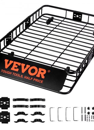 Roof Rack Cargo Basket, 64" x 39" x 6" Rooftop Cargo Carrier with Extension, Heavy-duty Steel 200 LBS Capacity Universal Roof Rack Basket, Luggage Holder for SUV, Truck