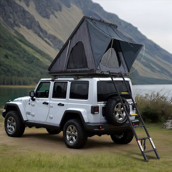 Rooftop Tent Hard Shell, Naturnest Rooftop Tent Hardshell for 2-3 Person, Hard Shell Roof Top Tent with Telescopic Ladder Thick Mattress, Waterproof Windproof for Jeep SUV Van Pickup Truck