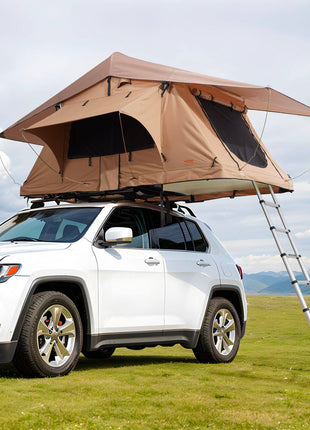 Rooftop Tent Hard Shell, Naturnest Rooftop Tent Hardshell for 2-3 Person, Folding Hard Shell Roof Top Tent with Telescopic Ladder Mattress PVC Cover Bag, Waterproof for Jeep SUV Van Pickup Truck