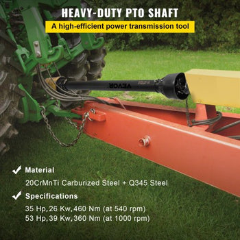 PTO Shaft, 1-3/8\" PTO Drive Shaft, 6 Spline Tractor, Round Implement Ends PTO Driveline Shaft, Series 4 Tractor PTO Shaft, 43\"-61\" Brush Hog PTO Shaft Black, for Finish Mower, Rotary Cutter
