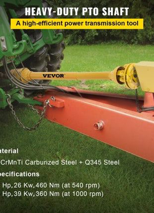 PTO Shaft, 1-3/8\" PTO Drive Shaft, 6 Spline Both Ends PTO Driveline Shaft, Series 4 Tractor PTO Shaft, 31.5\"-41\" Brush Hog PTO Shaft, Yellow PTO Shaft with Slip Clutch for Bush Hog/Finish Mow