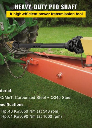 PTO Shaft, 1-3/8 PTO Drive Shaft, 6 Spline Both Ends PTO Driveline Shaft, Series 6 Tractor PTO Shaft, 47-67 Brush Hog PTO Shaft, Black PTO Shaft with Slip Clutch for Bush Hog/Finish Mower