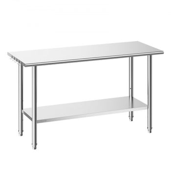 Stainless Steel Work Table, 24x48 Inch Food Prep Table, Commercial Kitchen Workstation with Adjustable Undershelf, Metal Heavy Duty Utility Worktable, for Restaurant Home Hotel Garage Outdoor