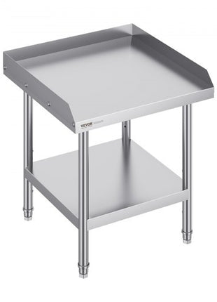 Stainless Steel Work Table, 24 x 24 x 26 Inch Commercial Food Prep Worktable, 3-Sided Backsplash Heavy Duty Prep Worktable, Metal Work Table with Adjustable Height for Restaurant Home Hotel