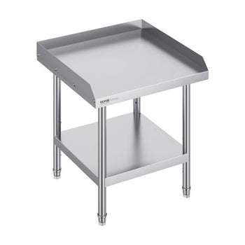 Stainless Steel Work Table, 24 x 24 x 26 Inch Commercial Food Prep Worktable, 3-Sided Backsplash Heavy Duty Prep Worktable, Metal Work Table with Adjustable Height for Restaurant Home Hotel