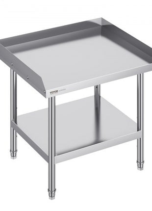 Stainless Steel Work Table, 24 x 28 x 26 Inch Commercial Food Prep Worktable, 3-Sided Backsplash Heavy Duty Prep Worktable, Metal Work Table with Adjustable Height for Restaurant Home Hotel