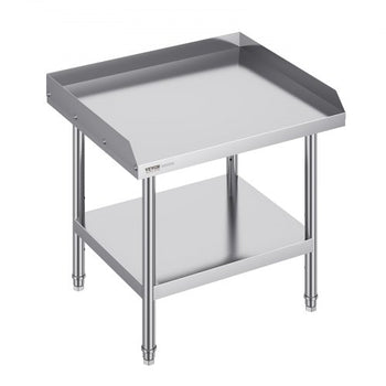 Stainless Steel Work Table, 24 x 28 x 26 Inch Commercial Food Prep Worktable, 3-Sided Backsplash Heavy Duty Prep Worktable, Metal Work Table with Adjustable Height for Restaurant Home Hotel