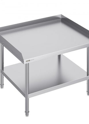 Stainless Steel Work Table, 30 x 36 x 26 Inch Commercial Food Prep Worktable, 3-Sided Backsplash Heavy Duty Prep Worktable, Metal Work Table with Adjustable Height for Restaurant Home Hotel