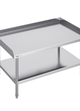 Stainless Steel Work Table, 30 x 48 x 26 Inch Commercial Food Prep Worktable, 3-Sided Backsplash Heavy Duty Prep Worktable, Metal Work Table with Adjustable Height for Restaurant Home Hotel