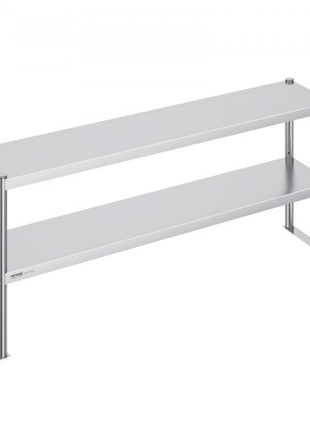 Double Overshelf, Double Tier Stainless Steel Overshelf, 12 x 60 Inch Double Deck Overshelf, Height Adjustable Overshelf Prep Work Table for Kitchen, Restaurant and Workshop