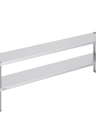 Double Overshelf, Double Tier Stainless Steel Overshelf, 12 x 72 Inch Double Deck Overshelf, Height Adjustable Overshelf Prep Work Table for Kitchen, Restaurant and Workshop