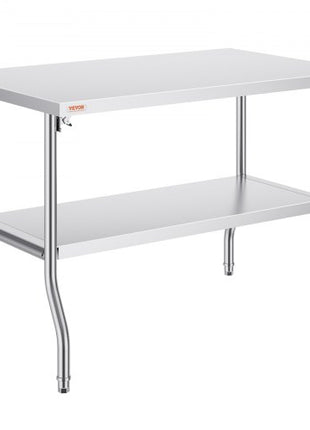 Folding Commercial Prep Table, 48 x 30 Inch Commercial Worktable Workstation with Undershelf, Heavy-duty Stainless Steel Folding Table with 300 lbs Load, for Home Kitchen Restaurant Garage