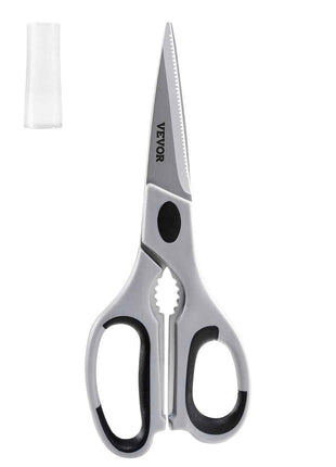 Kitchen Scissors, Durable Stainless Steel Kitchen Shears with Protective Sheath, Heavy Duty Cooking Shears Soft Grip Comfort Handle, Kitchen Utensil for Cutting Meat, Food, Fish, Poultry, Grey