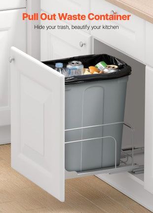 Pullout Trash Can for Kitchen Cabinets, 35 QT Garbage Waste Recycling Bin, Under Mount Waste Container, with Heavy Duty Metal Soft Close Sliding System and Door Kit, for Sink, Under Counter