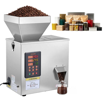 Powder Filling Machine, 1-99.9g (0.002-0.22lbs) Automatic Particle Dispenser, High Accuracy, Stainless Steel, Intelligent Weighing Dispensing Filler for Coffee Beans, Grains, Tea, Spices, Silver
