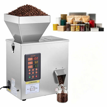 Powder Filling Machine, 3-200g (0.01-0.44 lbs) Automatic Particle Dispenser, High Accuracy, Stainless Steel, Intelligent Weighing Dispensing Filler for Coffee Beans, Grains, Tea, Spices, Silver
