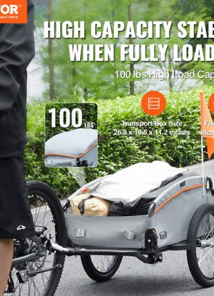 Bike Cargo Trailer, 88/100/160 lbs Load Capacity, Heavy-Duty Bicycle Wagon Cart, Foldable Compact Storage with Universal Hitch