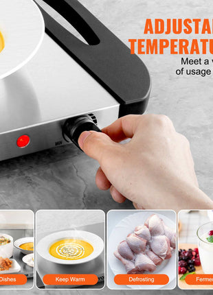Electric Warming Tray, Food Warming Trays for Buffet, Warming Trays with Adjustable Temperature Control, Portable Stainless Steel Food Warmer, Hot Plate Perfect for Parties, Catering, Holidays