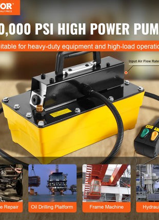 10,000PSI Air Hydraulic Pump, 0.61 Gal Reservoir, NPT 3/8 In Oil Outlet, NPT 1/4 In Inlet, Plastic Air Hydraulic Pump with Remote Control Actuator, for Automobile Frame Machine & Hydraulic Press