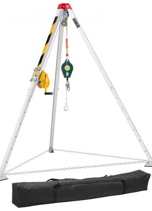Confined Space Tripod Kit, Heavy Duty Rescue Tripod Lifting Hoist 1200 lbs Winch, 4.1 ft Adjustable Legs, 65 ft Cable Portable Kit, 32.8 ft Fall Protection, 4.40-7.05 ft Working Height