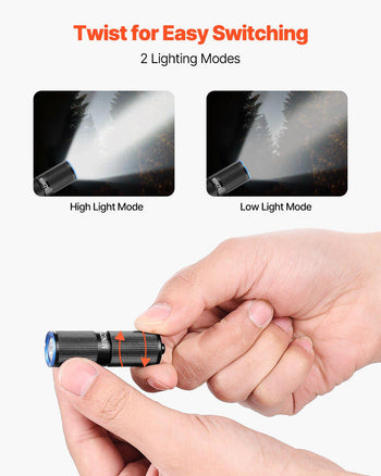 Keychain Flashlight, Rechargeable Mini LED Flashlight, 200 High Lumens Pocket-Sized Flashlight with 2 Lighting Modes, IPX7 Waterproof Portable Flashlight for Everyday Carry, Camping, Emergencies