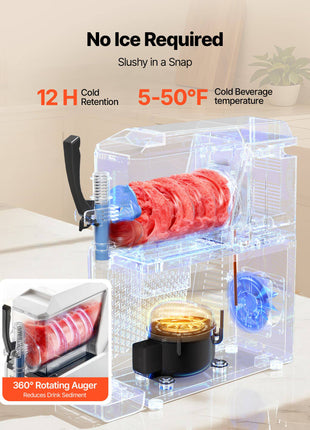 Slushie Machine, 3L/100oz No Ice Needed Slushy Machine for Home, Frozen Drink Maker with Single Tank, Margarita Machine with Self-Cleaning, for Frozen Margaritas, Frappés, Milkshake & More