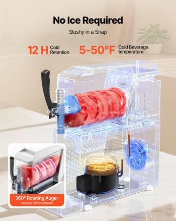 Slushie Machine, 3L/100oz No Ice Needed Slushy Machine for Home, Frozen Drink Maker with Single Tank, Margarita Machine with Self-Cleaning, for Frozen Margaritas, Frappés, Milkshake & More