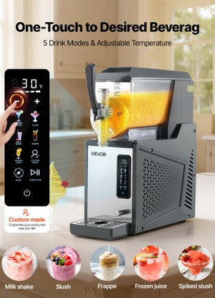 Slushie Machine, 4L/135oz No Ice Needed Slushy Machine for Home, Frozen Drink Maker with Single Tank, Margarita Machine with Self-Cleaning, for Frozen Margaritas, Frappés, Milkshake & More
