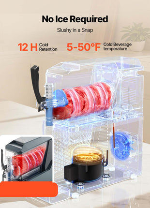 Slushie Machine, 4L/135oz No Ice Needed Slushy Machine for Home, Frozen Drink Maker with Single Tank, Margarita Machine with Self-Cleaning, for Frozen Margaritas, Frappés, Milkshake & More