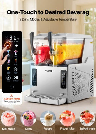 Slushie Machine, 3L/100oz x 2 Tank Slushy Machine for Home, No Ice Needed Frozen Drink Maker, Margarita Maker with Self-Cleaning, for Frozen Margaritas, Frappés, Milkshake & More