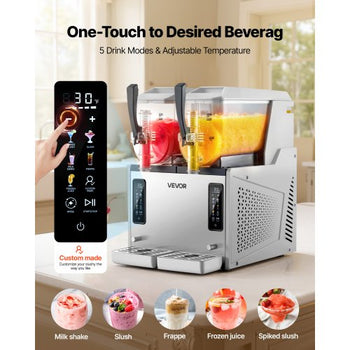 Slushie Machine, 3L/100oz x 2 Tank Slushy Machine for Home, No Ice Needed Frozen Drink Maker, Margarita Maker with Self-Cleaning, for Frozen Margaritas, Frappés, Milkshake & More