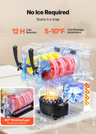 Slushie Machine, 3L/100oz x 2 Tank Slushy Machine for Home, No Ice Needed Frozen Drink Maker, Margarita Maker with Self-Cleaning, for Frozen Margaritas, Frappés, Milkshake & More