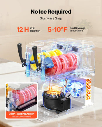 Slushie Machine, 3L/100oz x 2 Tank Slushy Machine for Home, No Ice Needed Frozen Drink Maker, Margarita Maker with Self-Cleaning, for Frozen Margaritas, Frappés, Milkshake & More