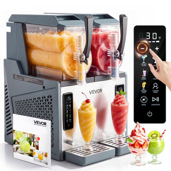 Slushie Machine, 4L/135oz x 2 Tank Slushy Machine for Home, No Ice Needed Frozen Drink Maker, Margarita Maker with Self-Cleaning, for Frozen Margaritas, Frappés, Milkshake & More