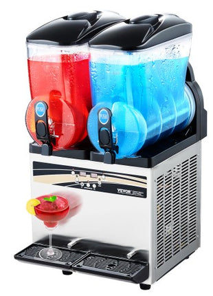 Commercial Frozen Drink Maker, 15Lx2 Double Tank Slushy Machine, 120 Cups Stainless Steel Margarita Smoothie Frozen Drink Machine, Slushie Maker for Home Party Restaurants Cafe Bars
