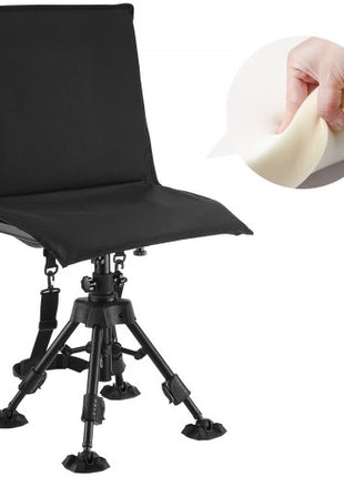 Hunting Chair, 360° Silent Swivel, Foldable Portable Blind Chair, Heavy-Duty Steel Frame Ground Stool Seat,with Seat Cover, Anti-Sink Feet, Height Adjustable, 350 Lbs Capacity, for Fishing