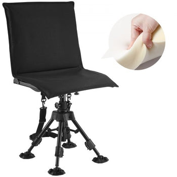 Hunting Chair, 360° Silent Swivel, Foldable Portable Blind Chair, Heavy-Duty Steel Frame Ground Stool Seat,with Seat Cover, Anti-Sink Feet, Height Adjustable, 350 Lbs Capacity, for Fishing