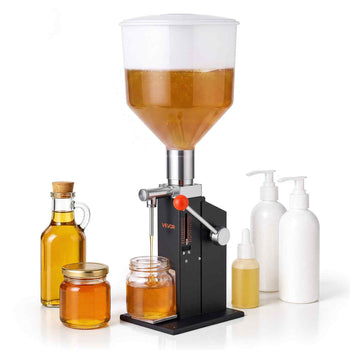 Manual Filling Machine, 10-120 ml, 12 L Hopper, Paste Liquid Filler, for Water, Honey, Oil, Shampoo and Lotion, Anti-Drip Nozzle, Adjustable Bottle Stand, Carbon Steel Body, Effort-Saving Handle