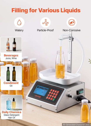 Liquid Filling Machine, 10-1000g Recommend Automatic Bottle Filler, for Water, Detergent, Oil, Premium Stainless Steel Body, Digital Weighing, Adjustable Stand, Memory Presets, Easy to Operate