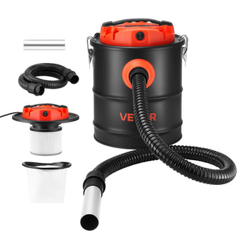 Ash Vacuum 4 Gallon, 1200W Powerful Fireplace Cleaner Steel Body, for Fireplaces, Pellet Stoves, Wood Stoves, Fire Pits, Grills, Double Stage Filtration System, 4 FT Hose, Black & Orange