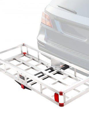 49.4 x 22.4 x 7.1 in Hitch Cargo Carrier, 500lbs Loading Capacity Trailer Hitch Mounted Cargo Basket, Rust-proof Aluminum Luggage Carrier Rack Fits 2" Hitch Receiver for SUV Truck Pickup Camping
