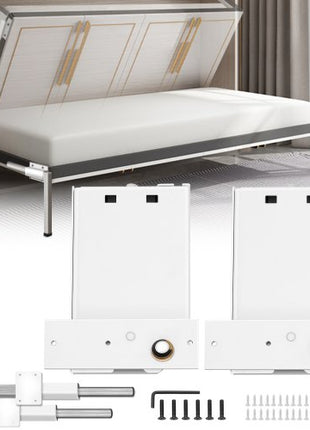 Murphy Mounting Wall Springs Mechanism Heavy Duty Support Hardware DIY Kit for Queen Twin Size Bed (Horizontal), White