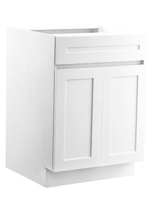 White Shaker Base Cabinet with Drawer, 24-Inch Unassembled Drawer Base Cabinet, 24" W x 24" D x 34.5" H Ready to Assemble Cabinet with Soft-Close Doors and Adjustable Shelf, for Home Office