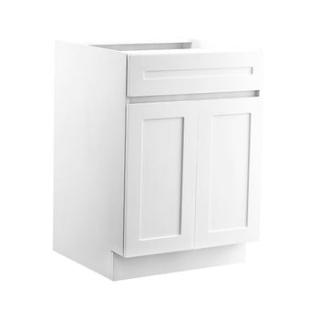 White Shaker Base Cabinet with Drawer, 24-Inch Unassembled Drawer Base Cabinet, 24" W x 24" D x 34.5" H Ready to Assemble Cabinet with Soft-Close Doors and Adjustable Shelf, for Home Office