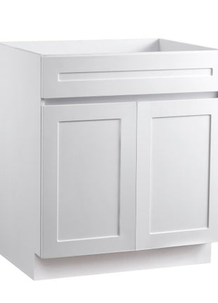 White Shaker Base Cabinet, 30-Inch Unassembled Sink Base Cabinet, 30" W x 24" D x 34.5" H Ready to Assemble Cabinet with Soft-Close Doors and Adjustable Shelf, for Home Office