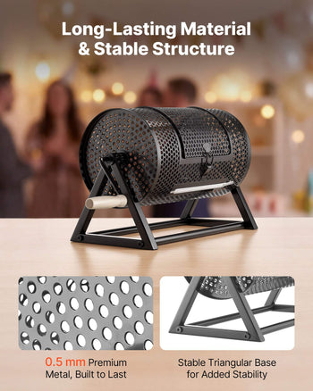 Raffle Ticket Spinner, 11.6" x 6.6" Holds 2500 Tickets or 100 Ping Pong Balls, Raffle Drum Lottery Spinning Cage with Reinforced Handle, Stable Triangular Stand, for Events and Gatherings, Black