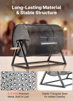 Raffle Ticket Spinner, 16.1" x 11.9" Holds 5000 Tickets or 200 Ping Pong Balls, Raffle Drum Lottery Spinning Cage with Reinforced Handle, Stable Triangular Stand, for Events, Gatherings, Black