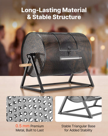 Raffle Ticket Spinner, 16.1" x 11.9" Holds 5000 Tickets or 200 Ping Pong Balls, Raffle Drum Lottery Spinning Cage with Reinforced Handle, Stable Triangular Stand, for Events, Gatherings, Black