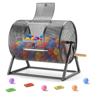 Raffle Ticket Spinner, 16.1" x 11.9" Holds 5000 Tickets or 200 Ping Pong Balls, Raffle Drum Lottery Spinning Cage with Reinforced Handle, Stable Triangular Stand, for Events, Gatherings, Black